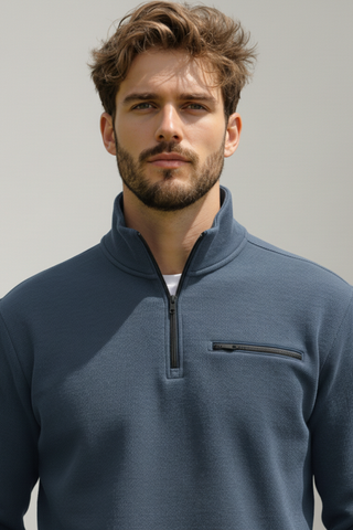 Men’s Sky Blue Half-Zip Sweatshirt