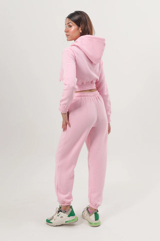 Pink Cropped Tracksuit Set
