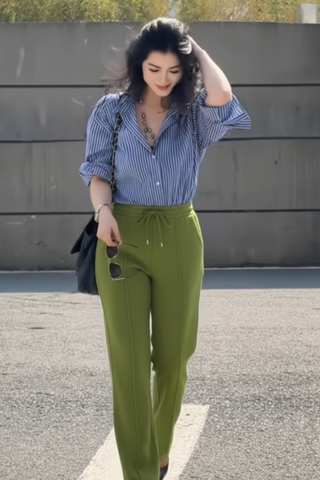 Olive Green Wide Leg Trousers - Effortless Style in Olive Haze