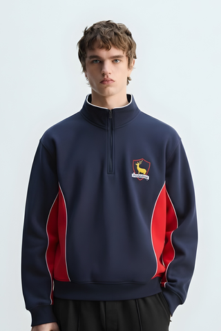Navy & Red Quarter-Zip Sweatshirt