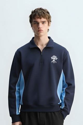 Navy & Sky Blue Quarter-Zip Sweatshirt