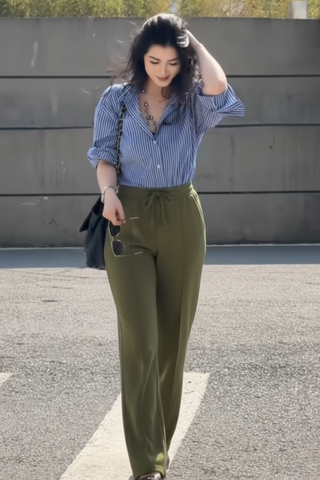 Dusty Olive Wide-Leg Trousers