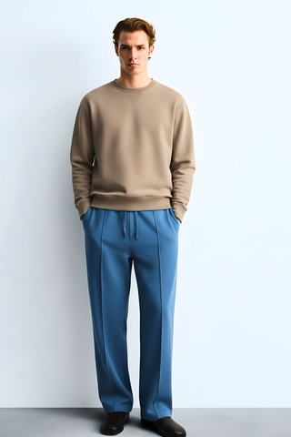 Sky Blue Relaxed Fit Trousers for Effortless Urban Style