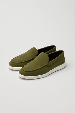Olive Green Slip-On Loafers