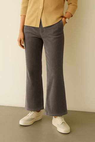 Women’s Grey Corduroy Flared Pants - Ecowears.pk