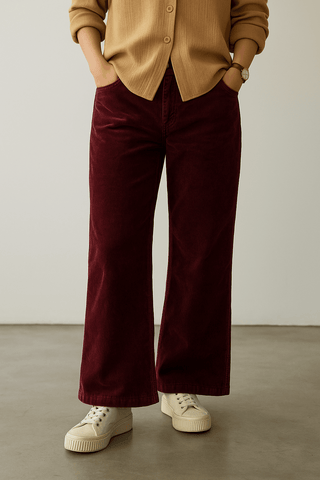 Women’s Maroon Corduroy Wide-Leg Pants - Ecowears.pk