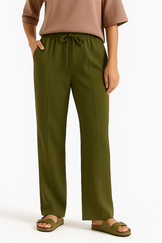 Dusty Olive Wide-Leg Trousers