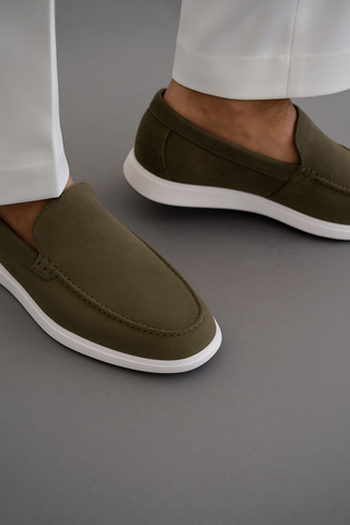Olive Green Slip-On Loafers