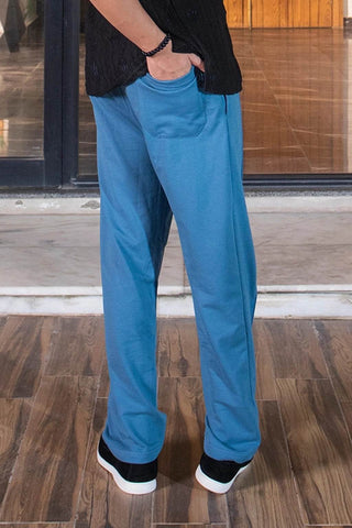 Sky Blue Relaxed Fit Trousers for Effortless Urban Style - Ecowears.pk
