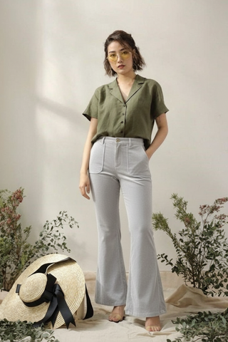 Women’s Grey Corduroy Flared Pants