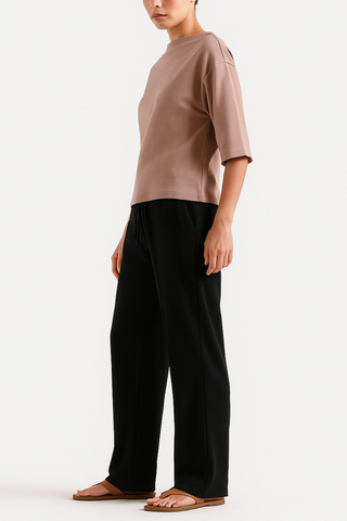 Shadow Luxe Wide-Leg Trousers - Black