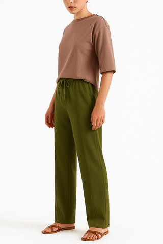 Dusty Olive Wide-Leg Trousers