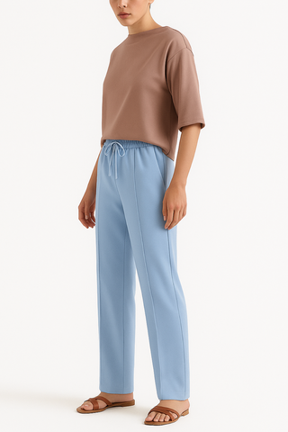 Serene Blue Flow Wide-Leg Trousers - Light Blue