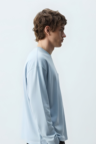 Light Blue Graphic Pocket Sweatshirt