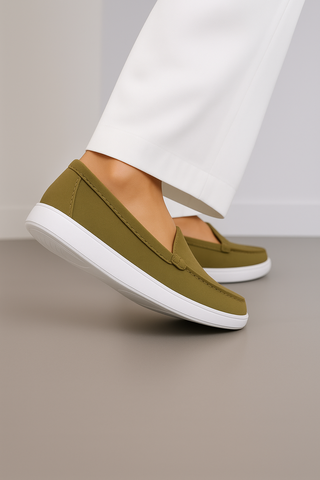 Olive Green Slip-On Loafers