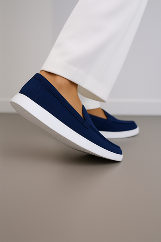 Navy Blue Suede Loafers