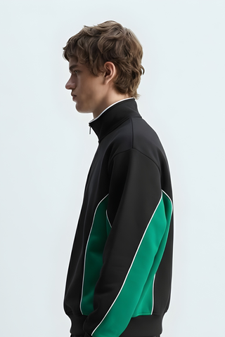 Black & Green Quarter-Zip Track Sweatshirt