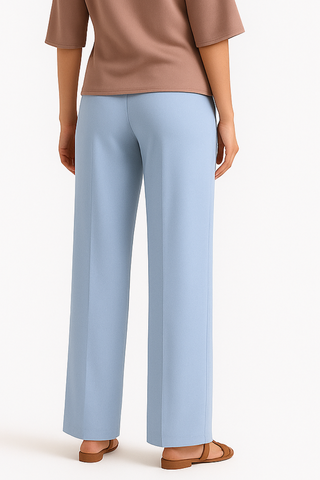 Serene Blue Flow Wide-Leg Trousers - Light Blue