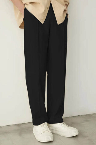 Noir Elegance Relaxed-Fit Trousers - Black for Effortless Style and Comfort - Ecowears.pk
