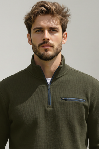 Men’s Olive Green Half-Zip Sweatshirt