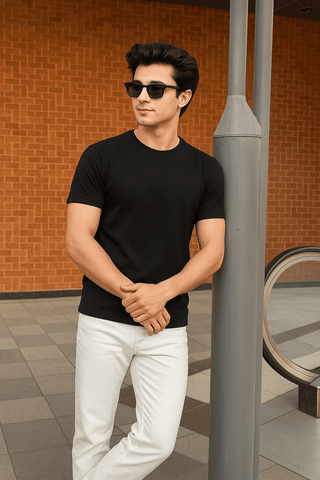 Basic Black T-Shirt – Regular Fit - Ecowears.pk