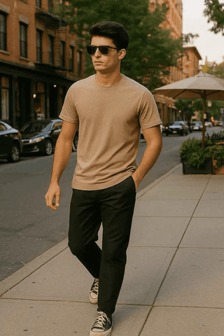 Beige Regular Fit T-Shirt for Everyday Comfort - Ecowears.pk