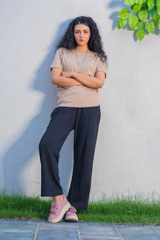Black Drawstring Trousers for Daily Comfort - Straight-Leg Style - Ecowears.pk