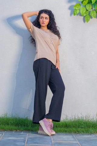 Black Drawstring Trousers for Daily Comfort - Straight-Leg Style - Ecowears.pk