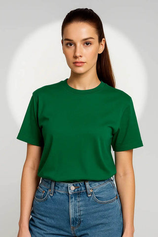Classic Green Crew Neck T-Shirt – Women's Casual Cotton Tee - Ecowears.pk