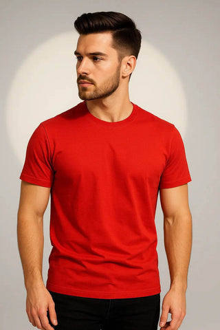 Classic Red Cotton T-Shirt for Men – Regular Fit, Soft & Breathable - Ecowears.pk