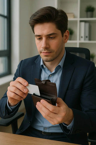 Black Leather Wallet – Professional Style with Secure Flap Closure - Ecowears.pk