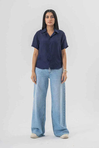 Easygoing Wide-Leg Blue Jeans for Effortless Trendy Style - Ecowears.pk