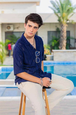 Twilight Escape Eyelet Shirt - Blue - Ecowears.pk