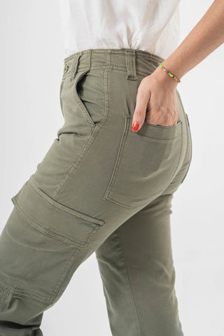 High Waist Cargo Pants in Olive Green with Side Flap Pockets - Straight Fit Style - Ecowears.pk