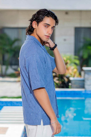 Blue Mirage Button-Down Shirt for Ultimate Comfort and Effortless Style - Ecowears.pk
