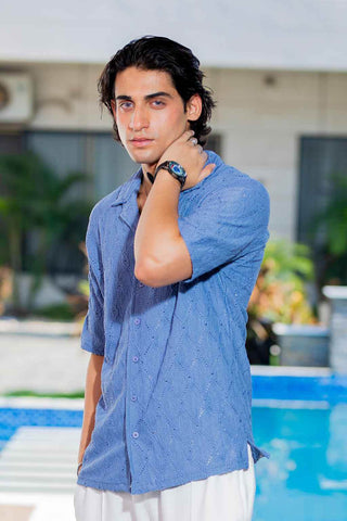 Blue Mirage Button-Down Shirt for Ultimate Comfort and Effortless Style - Ecowears.pk