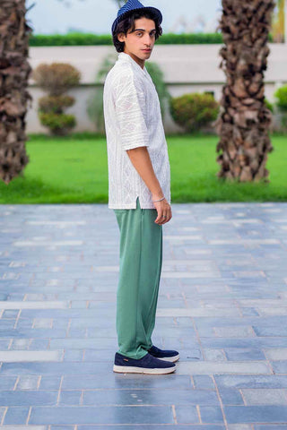 Luxury Embroidered Shirt and Green Trousers for Elegant Style - Ecowears.pk