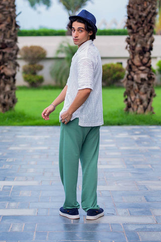 Luxury Embroidered Shirt and Green Trousers for Elegant Style - Ecowears.pk