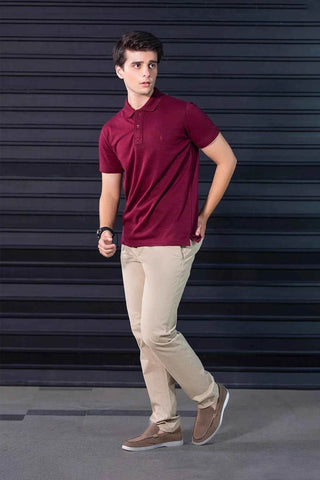 Men's Maroon Polo Shirt - Classic Fit & Soft Cotton Feel for Ultimate Comfort - Ecowears.pk