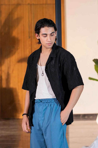 Midnight Black Textured Shirt for Effortless Style and Comfort - Ecowears.pk
