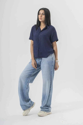 Modern Wide-Leg Baggy Denim Pants in Light Wash - Ecowears.pk