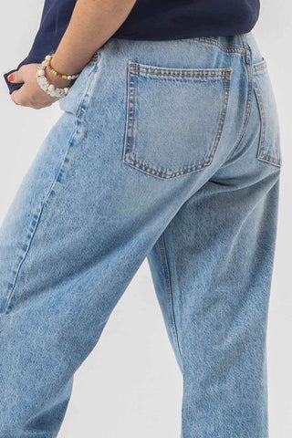 Modern Wide-Leg Baggy Denim Pants in Light Wash - Ecowears.pk