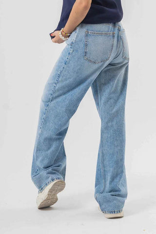 Modern Wide-Leg Baggy Denim Pants in Light Wash - Ecowears.pk