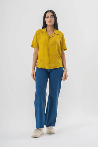 Mustard Yellow Button-Up Shirt for a Bold Casual Look - Ecowears.pk