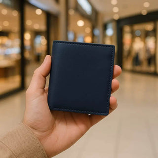 Navy Blue Leather Wallet – Modern Elegance with Everyday Function - Ecowears.pk