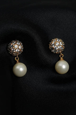 Pearl & Crystal Drop Earrings - Classic Elegance - Ecowears.pk