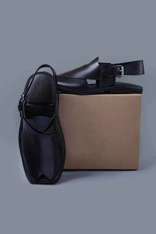 Premium Handcrafted Black Charsadda Chappal with Sleek Modern Finish - Ecowears.pk