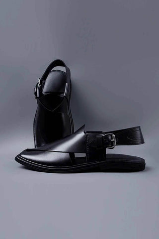 Premium Handcrafted Black Charsadda Chappal with Sleek Modern Finish - Ecowears.pk