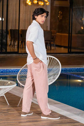 Relaxed Fit Men's Trousers in Pastel Pink for Everyday Comfort - Ecowears.pk