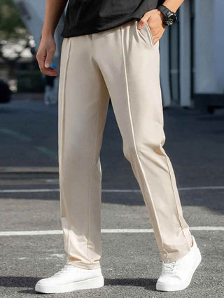 Relaxed Fit Platted Trouser - Cream Beige - Ecowears.pk